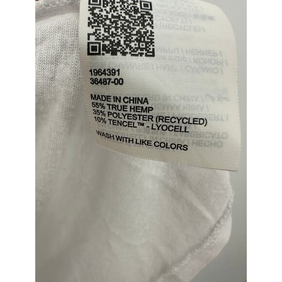 Prana Hemp Blend Burn Out Tee Women Small White Cap Sleeve Lightweight Casual - Picture 7 of 7